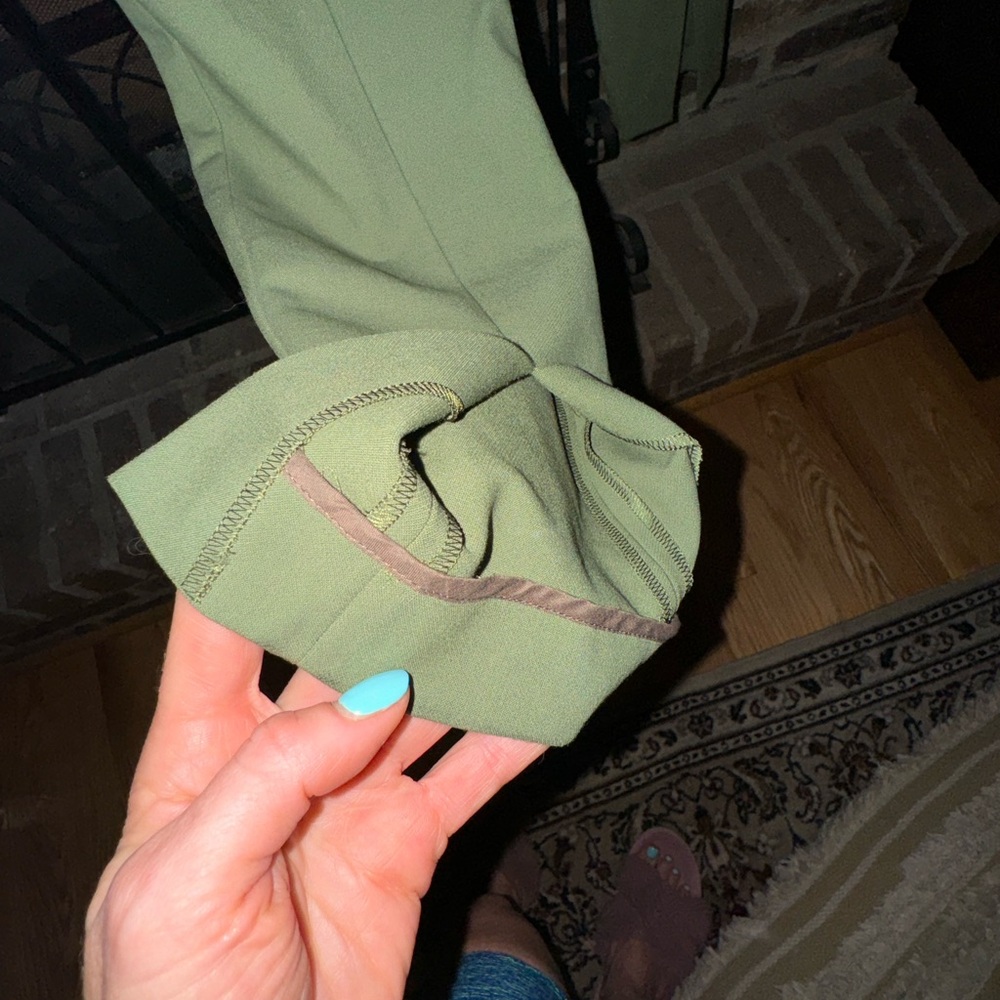 Tibi Army Green Black Color Block Pants Size 4 - image 5